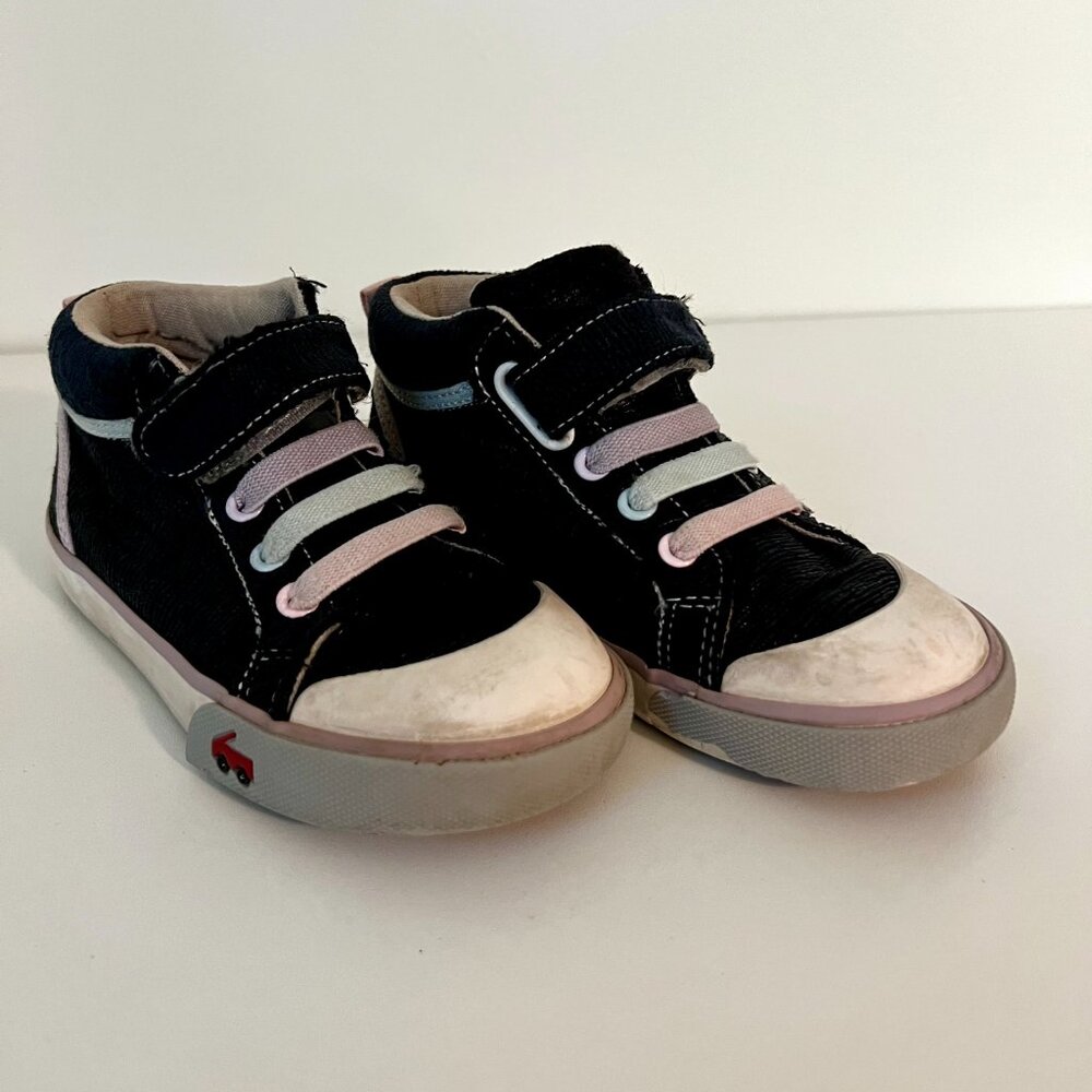 See Kai Run Toddler Girl Hi-Top Sneakers - Size 11, dark blue w/ pastel accents